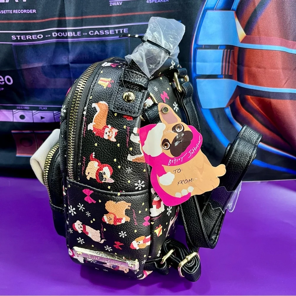 Betsey Johnson Christmas Dogs Small Backpack